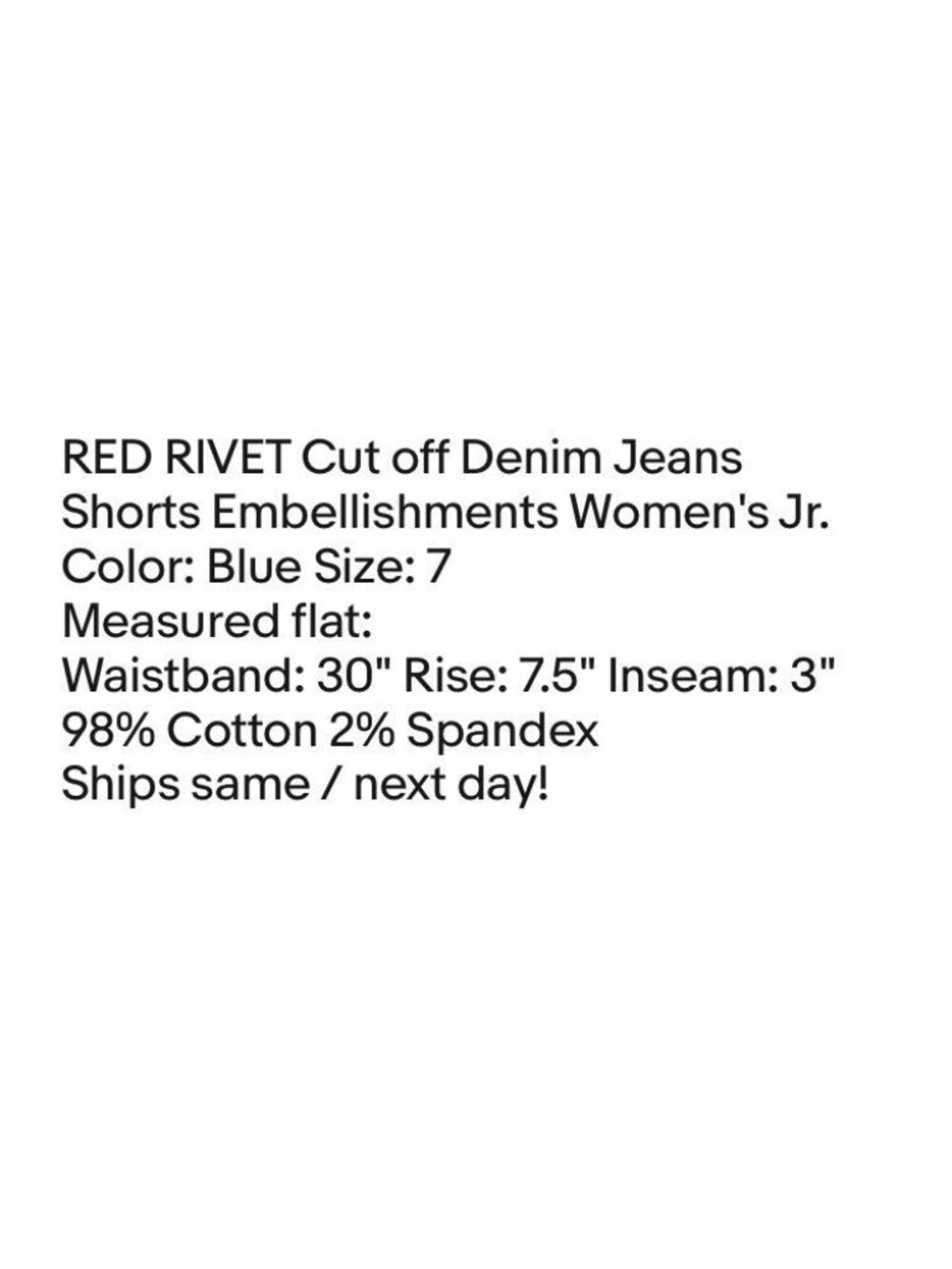 RED RIVET womens Jr Cut off Jeans SHORTS Sz 7 Pockets Embellishments countrycore - Picture 9 of 9